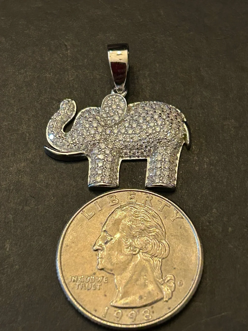 1.00CTW Moissanite Pave’ Elephant Pendant Necklace Charm 925 Sterling Silver